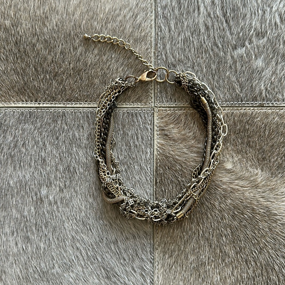Mixed Metal Chains Choker Necklace